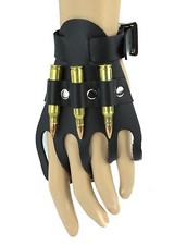 Bullet Finger Leather Bracelet Cuff With Buckle Punk Goth Rockabilly Wrist Cuff