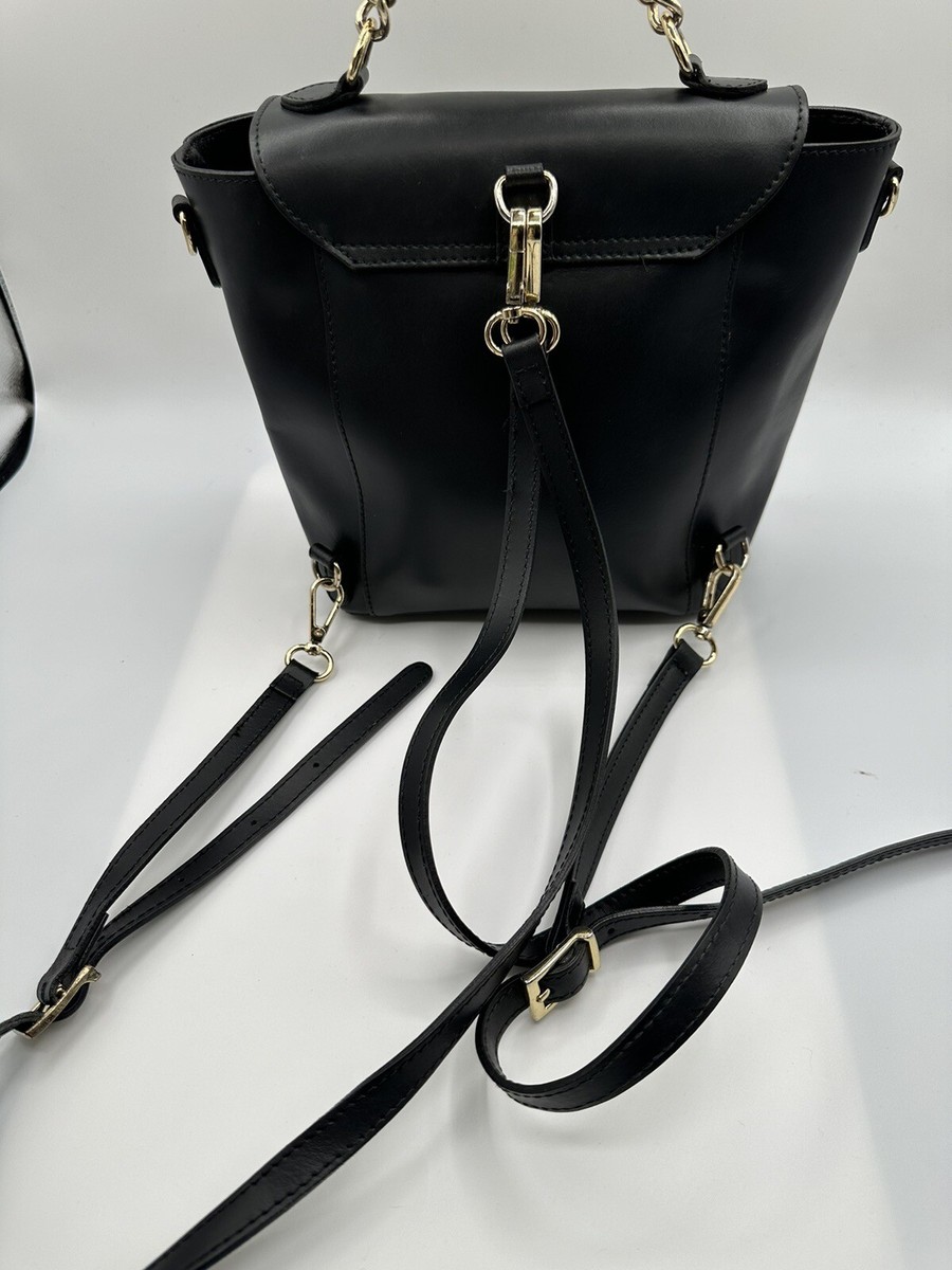 Divina Firenze black Pebbled Leather Convertible Top Handle Backpack Crossbody s-l400.jpg main image 2