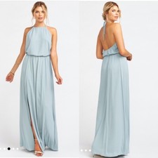 NWOT Show Me Your Mumu Heather Halter Maxi Dress Silver Sage Crisp XL X Large