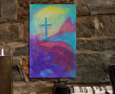 painting on canvas  39  X 62  Acrylic, Abstract, POP Art, giant. xl