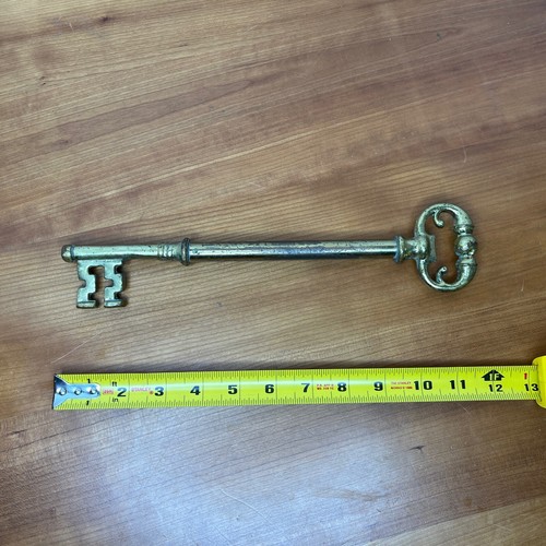 Großer Vintage 12" Zoll langer Skelett Schlüssel Schloss Antik (Messing oder Eisen nicht sicher)