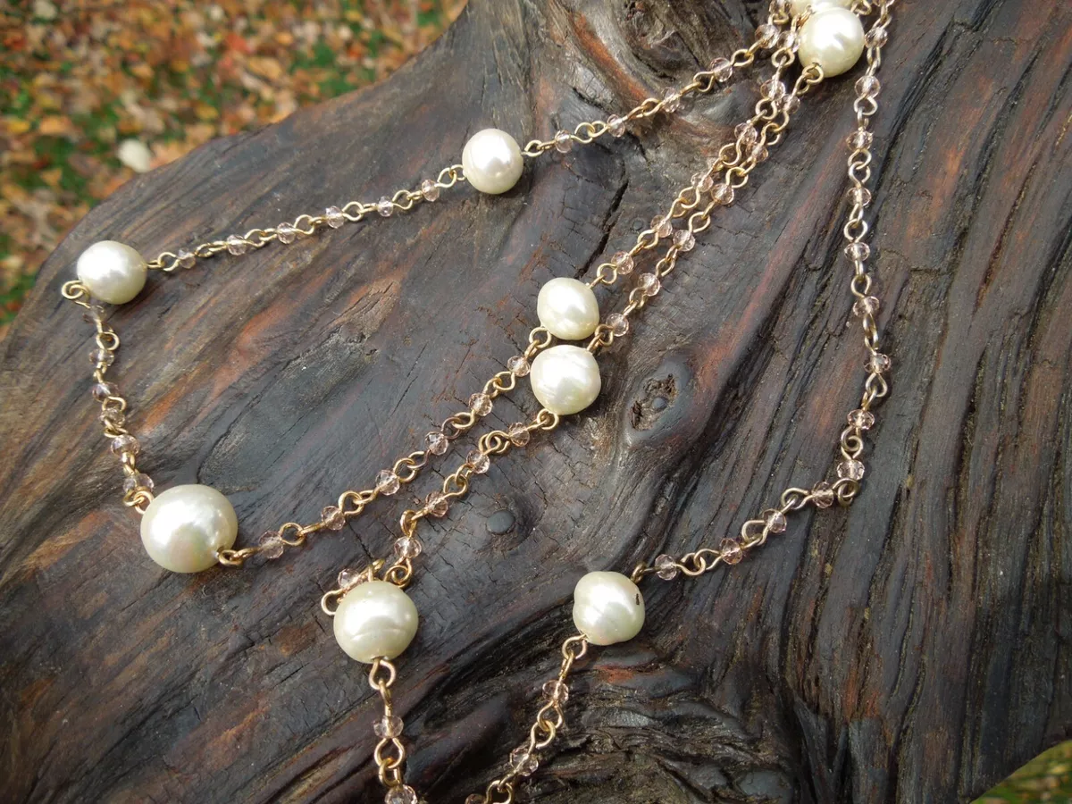 Faux pearl station best sale necklace