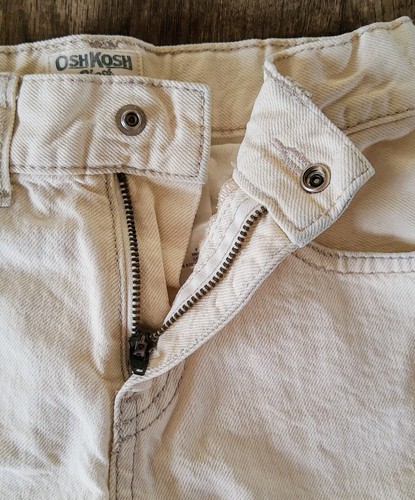 OshKosh Boy's Cut Off Adjustable Waist Cream Colored Jean Shorts Size 6 - Picture 2 of 6
