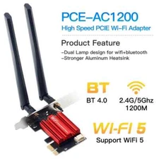 WiFi 5 PCI-E Wireless Adapter Network Card AC1200 For Desktop Laptop Windows 10