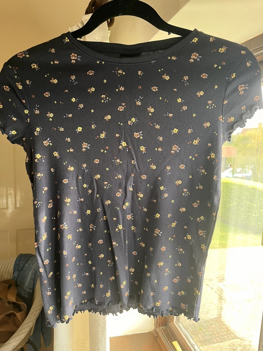 H M Girls pyjamas Navy Flowers Age 8 10 134 140 100 Cotton eBay