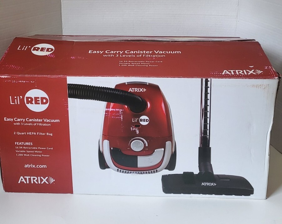 Atrix Lil Red Bagged Canister Vacuum Cleaner Model AHSC1 open box