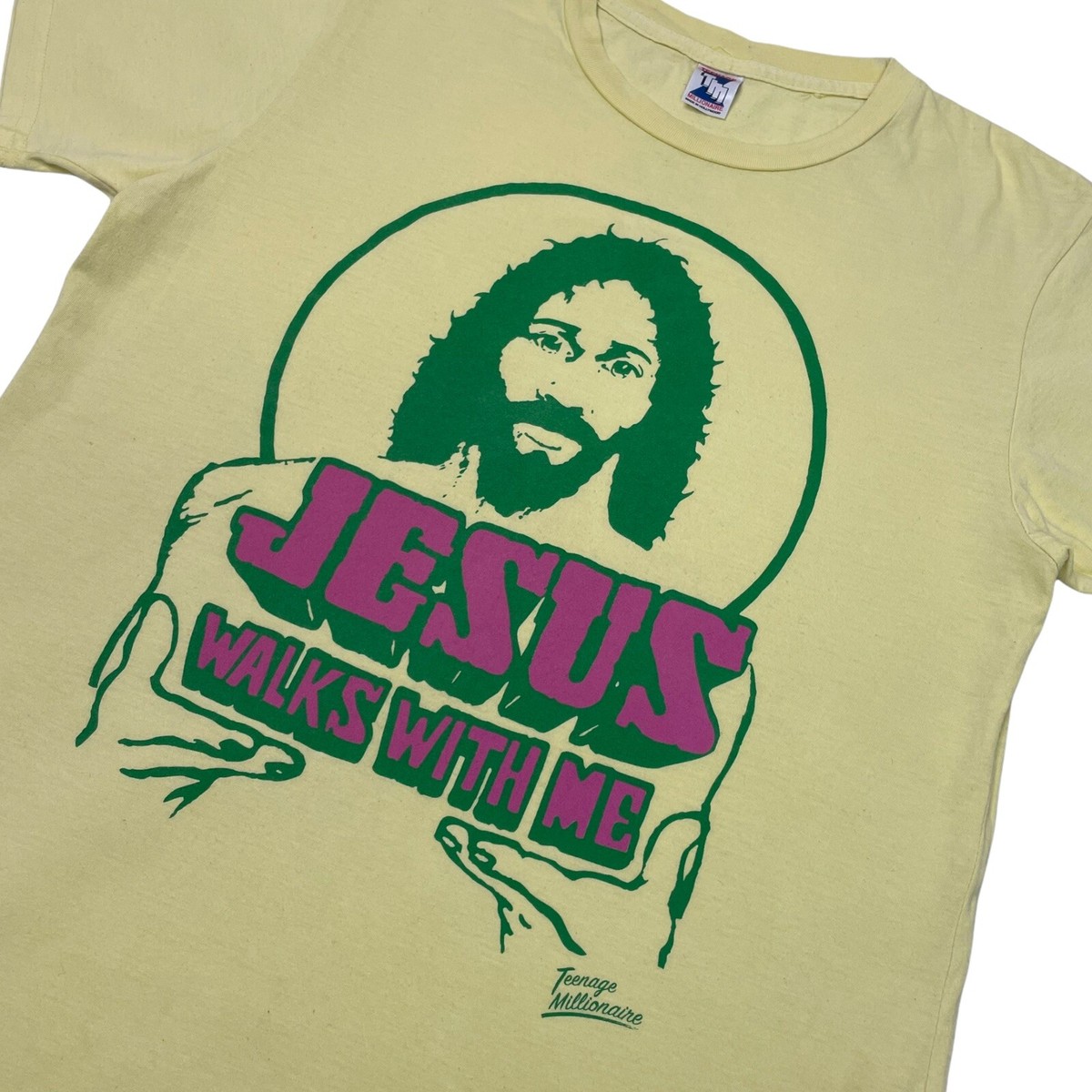 2004 Kanye West Jesus Walks With Me T-Shirt Yellow Mens 2004 Kanye West Jesus Walks With Me T-Shirt Yellow Mens