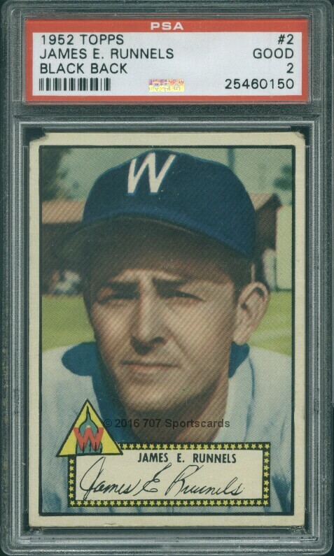 1952 Topps 2 (R) BB James Runnels PSA 2 (0150)