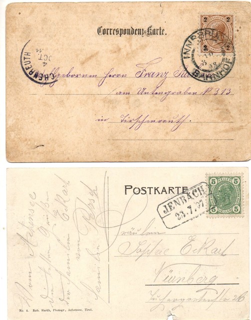 Austria, Postcard 1898+1907 with stamps eBay