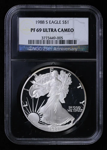 1988 S Proof Silver Eagle NGC PF 69 Ultra Cameo Black Core