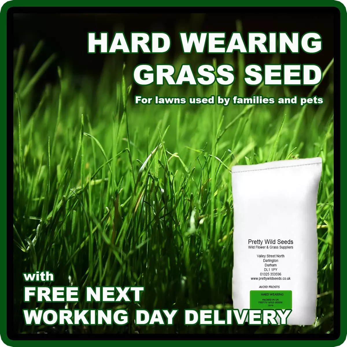 GRASS SEED HARD WEARING BACK TOUGH LAWN GARDEN PLAY AREAS KIDS DOGS 1 500kg