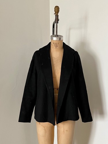 Vinage 1950's German leaf like patterned Wool Jacket, La Garconne M - Picture 8 of 11
