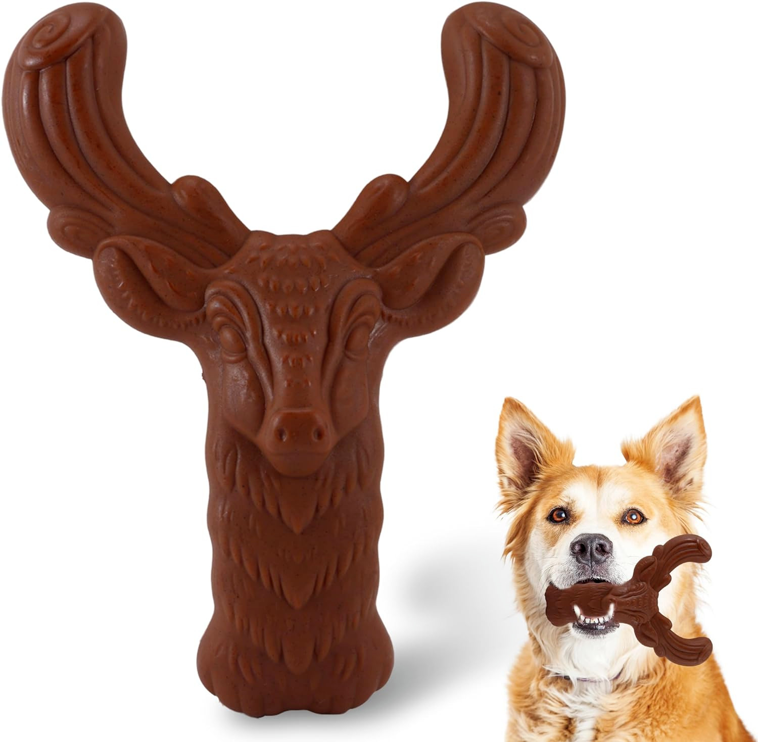 For Aggressive Chewers, Tough Durable Bacon Flavored Reindeer Bone