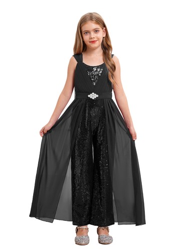 Girls Wide Leg Jumpsuit Graceful Sequin Jumpsuit Elegant Backless Jumpsuit - Picture 25 of 70