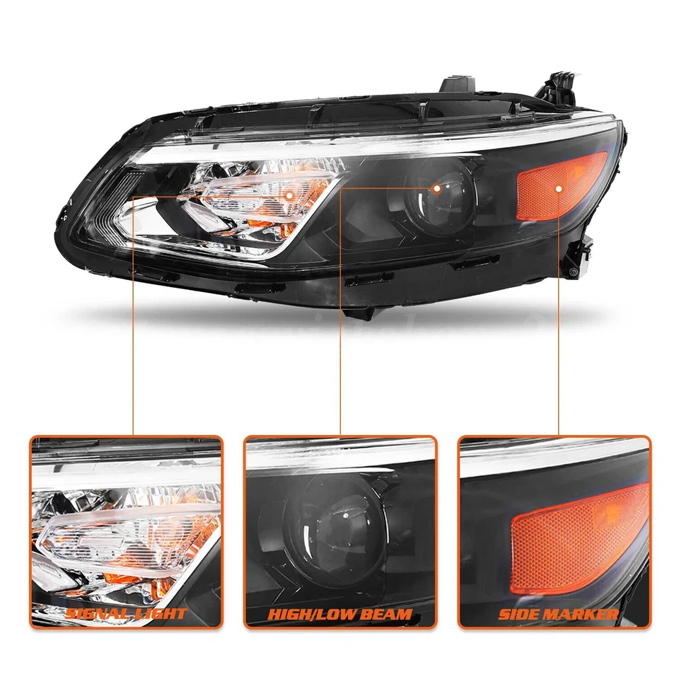 For 2016-2018 Chevrolet Chevy Malibu Black Projector Headlights Assembly Pair - Imagem 2 de 4