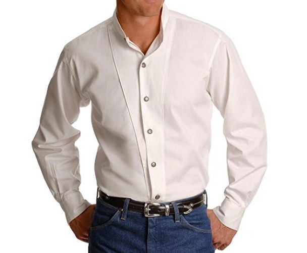 white banded collar dress shirt