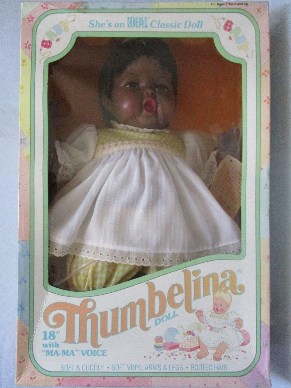 Ideal Thumbelina Doll Black African 18”, Painted Eyes, All Original