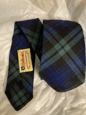Vintage Melbroke Wool Tie Green Blue Black-Watch Plaid Made In USA