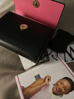  Credit Card LEATHER F&W Style Smooth Black  Wallet New Authentic