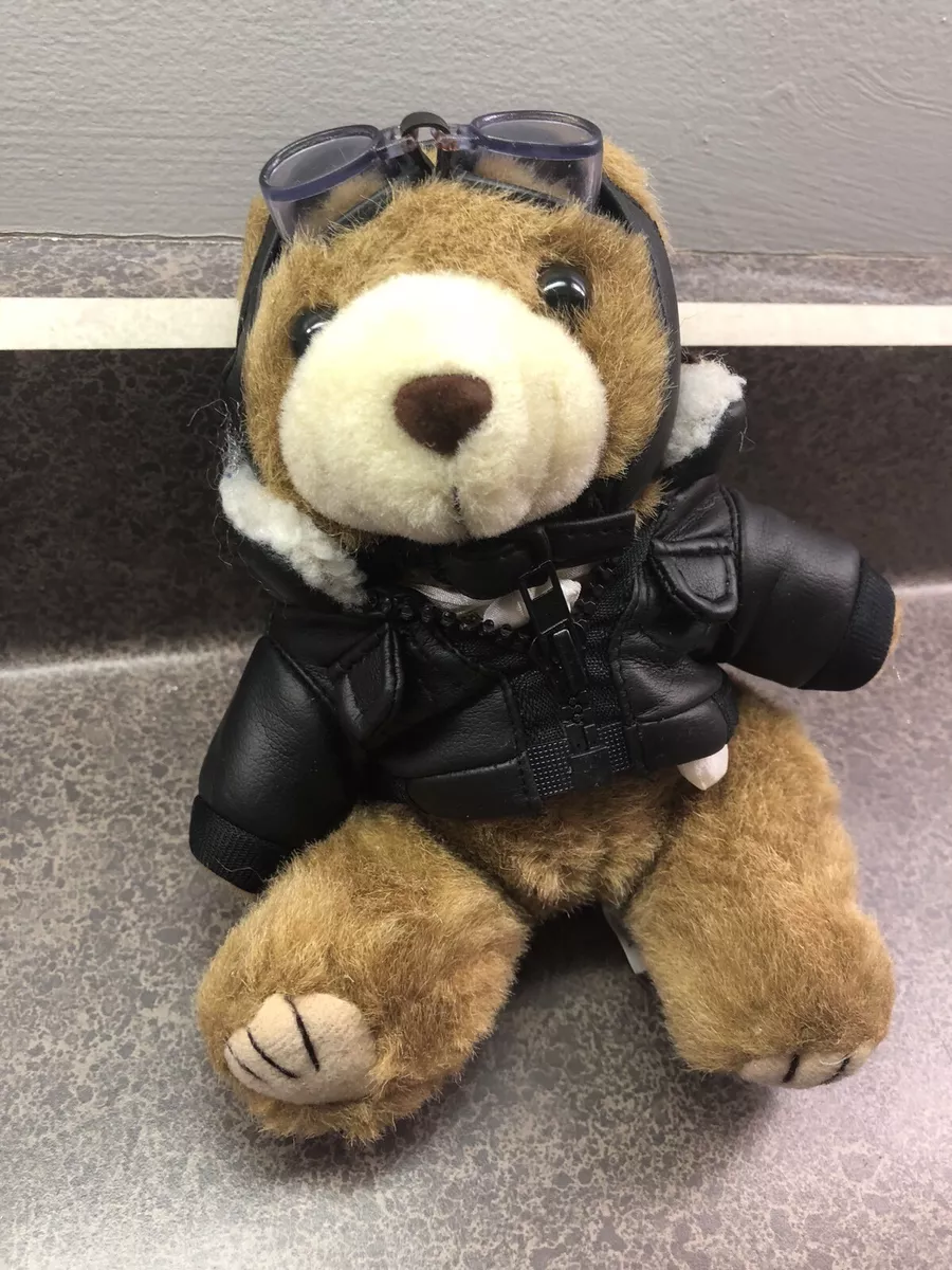 Aviator Pilot Teddy Bear With Goggles and Bomber Zipper Jacket eBay