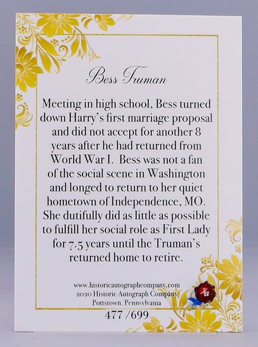 Autografi storici Bess Truman 2020 POTUS i primi 36 rubino rosso - Foto 3 di 3