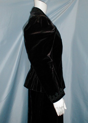Rich Antique Dress Suit Edwardian 1912 Black Velvet Traveling Suit - Picture 5 of 7