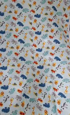 Joann Snuggle Cotton Flannel Fabric Jungle Animal Toss 1 Yard X 42'' on Blue