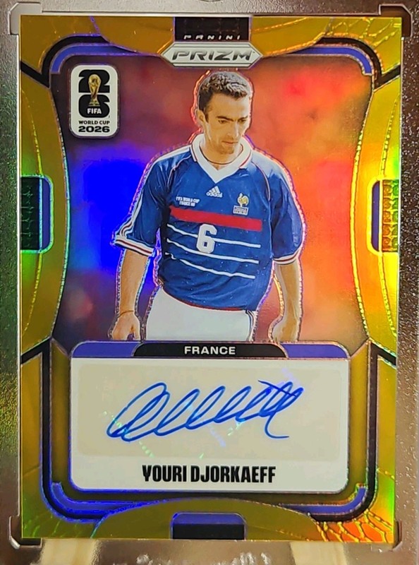 2026 prizm World Cup Youri Djorkaeff France Gold Auto 06/10