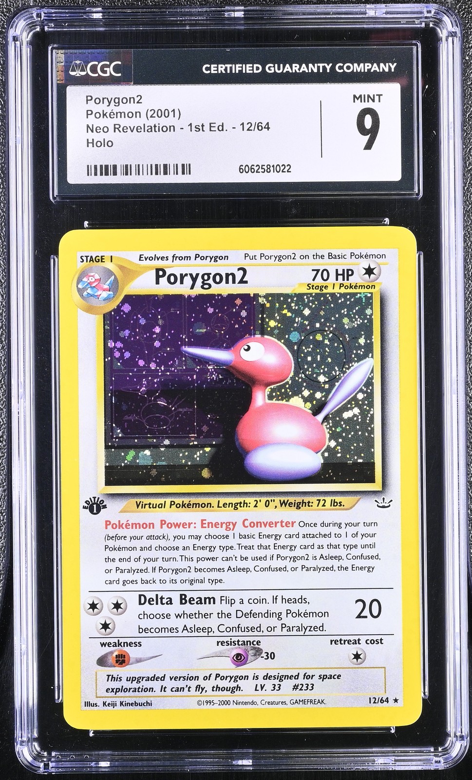 CGC 9 Porygon2 2001 Neo Revelation - 1st Ed. #12/64 Holo Pokémon