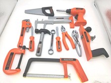 Kids Black And Decker Play Tools Lot Of 14 Pieces Hammer Saw Drill Screwdrivers