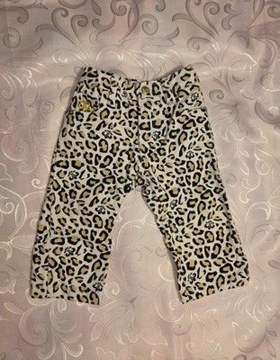 Dereon 0-6 Months Leopard Print Denim Jeans Baby Fashion Gold Embroidered