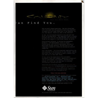 Sun Microsystems Inc Sales Enineers Technical Support Mountain View 1997 Ad SI13