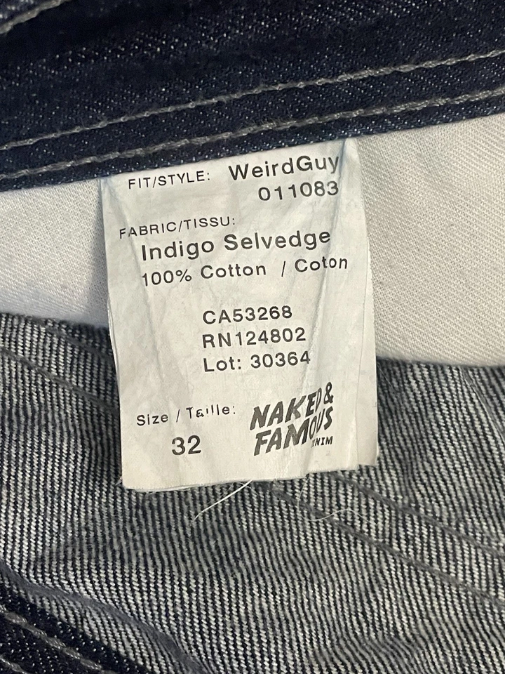 Pantalones de mezclilla Nakedfamous Weird Guy azul índigo oscuro con ribete para hombre talla 32 Foto 4 de 4