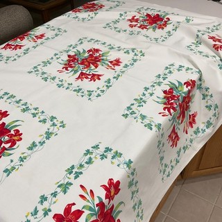 Vintage Wilendur Tablecloth Gorgeous Red Tiger Lilies