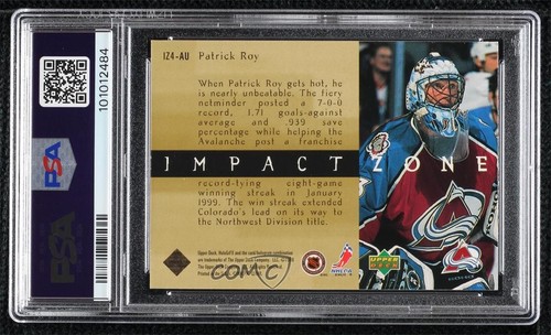 1999-00 Upper Deck HoloGrFX Impact Zone AuSOME Patrick Roy #IZ4-AU Insert PSA 8 - Bild 2 von 3