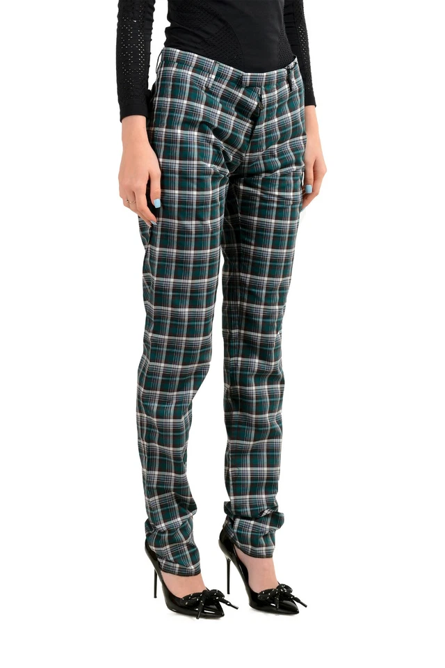 Pantalones para mujer Dsquared2 a cuadros frente plano pierna recta US L IT 44 Foto 2 de 4