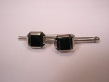 SINGLES 2 5/16" Black Rectangles Vintage Formal Tuxedo Prom Shirt Stud b270