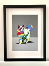 Limited edition giclee art print cat portrait contemporary modern artwork FRAMED