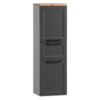 Badschrank Badezimmerschrank Midischrank Grau Hochschrank 2 TüRig 1 Schublade