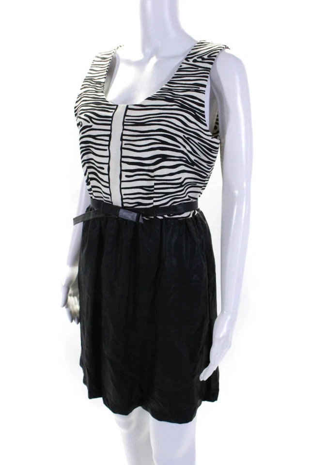 Vestido Vaina Julie Marrón Para Mujer Colorblock Estampado Animal Cinturón Negro Talla 8 Foto 2 de 4