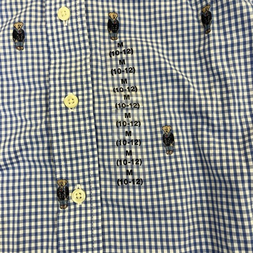 NWT Polo Ralph Lauren Bear Button Up Shirt Boys Medium 10/12 Gingham Long Sleeve - Picture 7 of 14