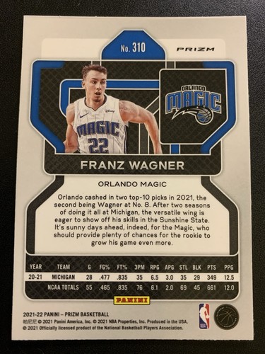2021-22 Panini Prizm - Silver Wave Prizm #310 - Franz Wagner - Bild 2 von 2