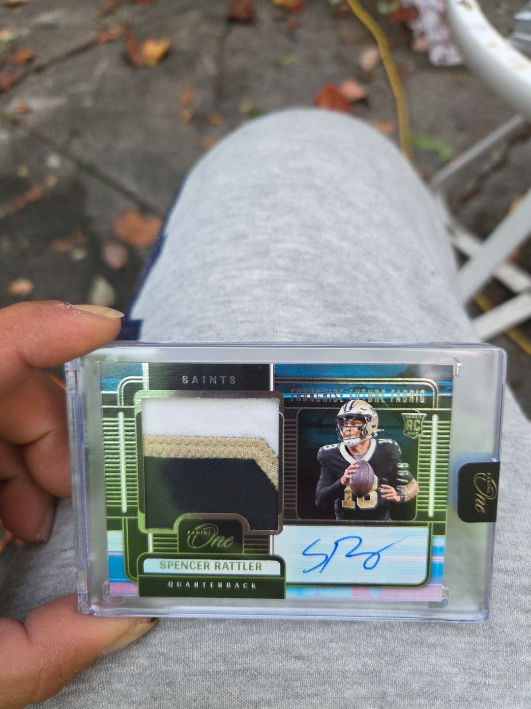 2024 Panini One Spencer Rattler Franchise Future Fabric Rookie Auto 55/99