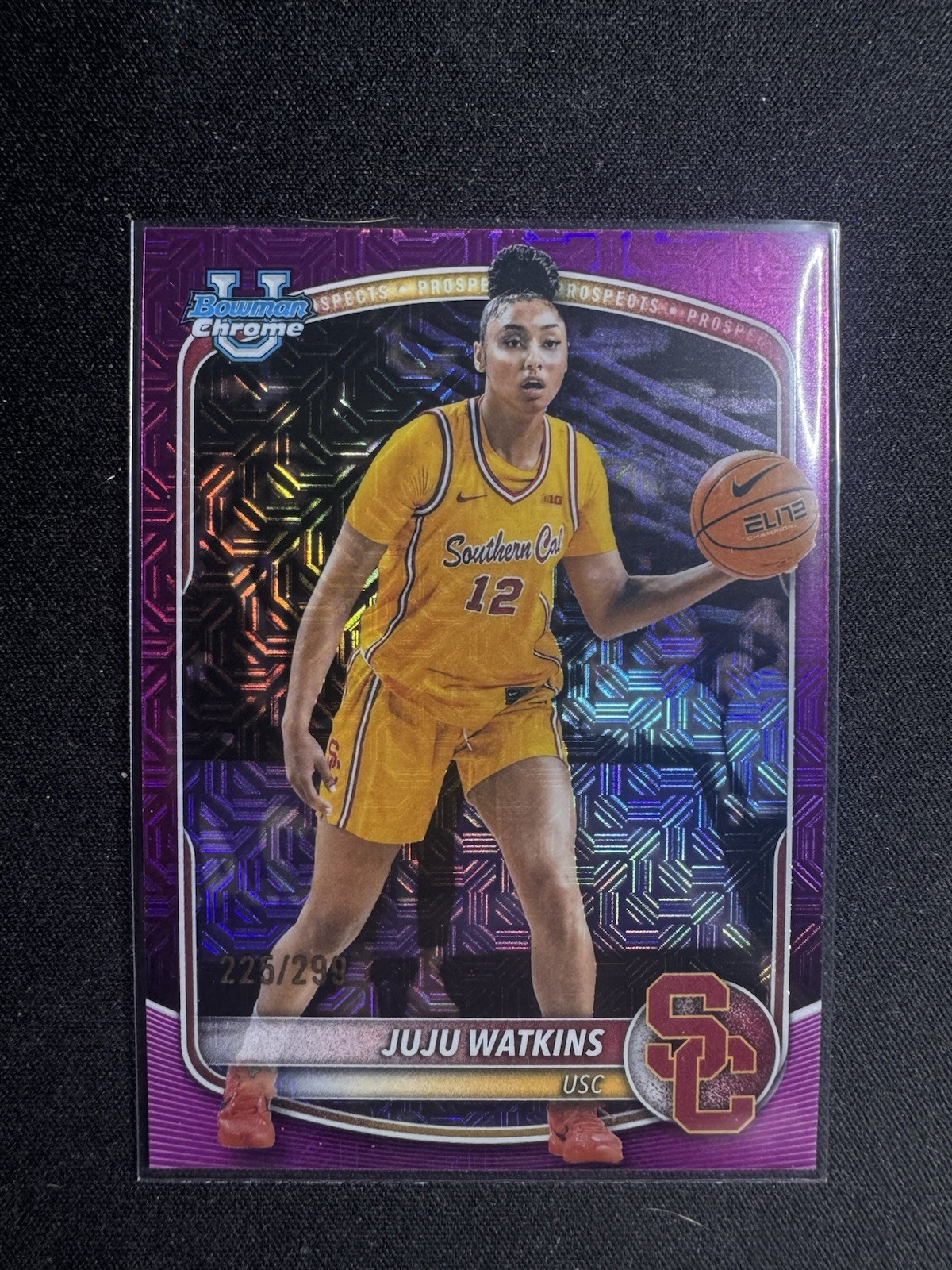 2025-26 Chrome Prospects JuJu Watkins #BCP-96 Fuchsia Mojo Refractor /299