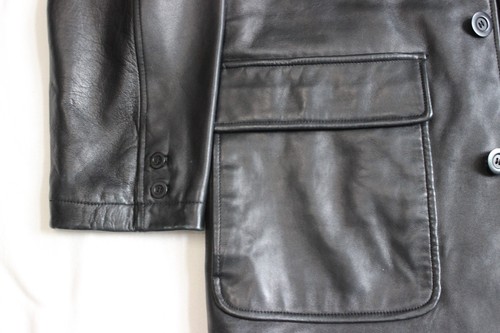 Murano 100% echtes Lammleder Leder schwarz Jacke Herren Größe L 4-Knopf - Bild 5 von 17