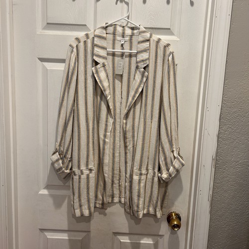Maurices Women’s XXL Striped Long Sleeve Open Front Lightweight Blazer Linen NWT - Picture 2 of 8
