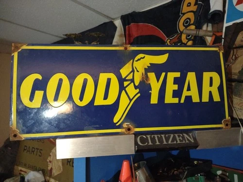 LARGE RARE VINTAGE MICHELIN TIRES CHEVROLET FORD MOPAR 2FT PORCELAIN METAL SIGN