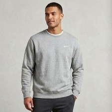 Nike Mens Swoosh Fleece Crewneck Sweatshirt Gray Size XXL Activewear NWT