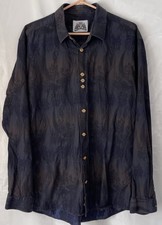 Bogosse BG Authentic Shirt Maker Blue Long Sleeve Button Paisley 100 Cotton