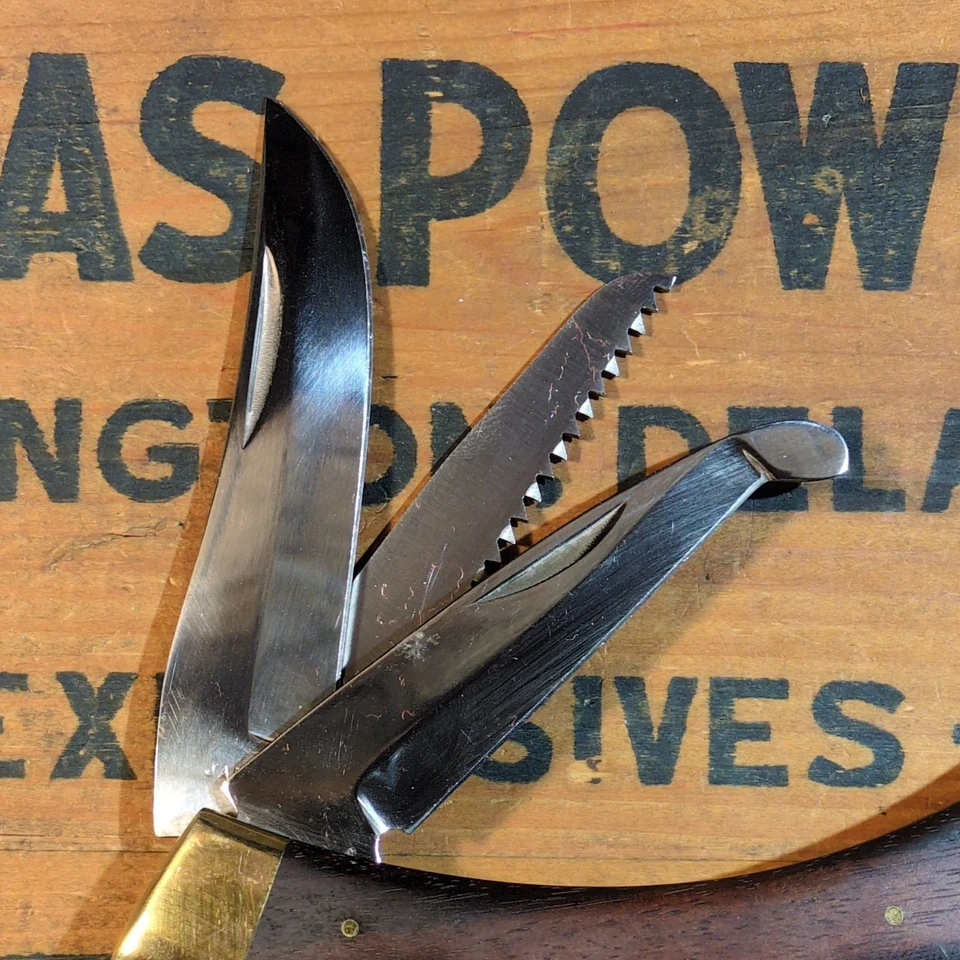 Navaja de bolsillo vintage Browning Japón #503 con bloqueo de 3 hojas Foto 4 de 4